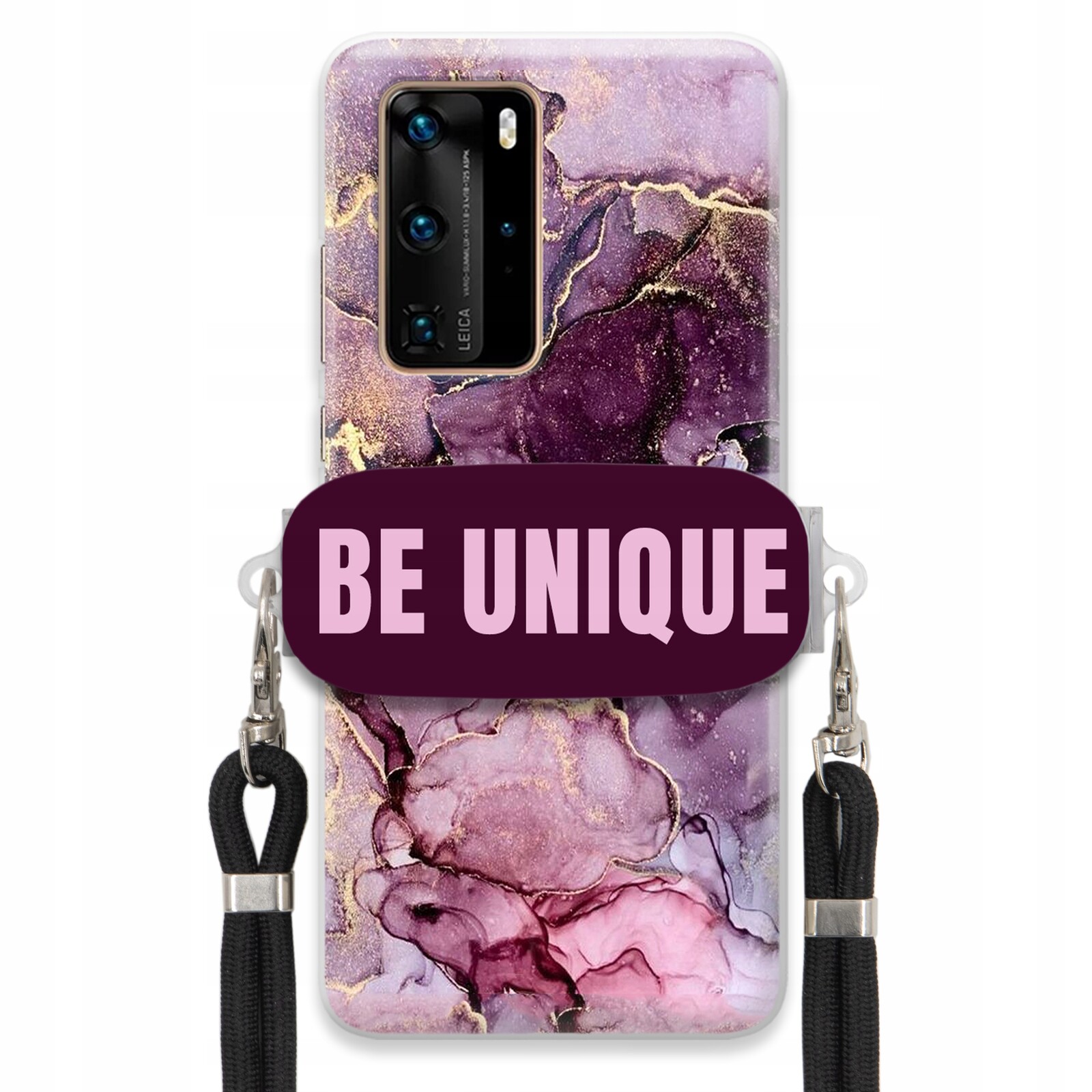 Pouzdro pro Huawei P40 Pro úchyt pro šňůrku Černá Fialová Mramorová Be Unique