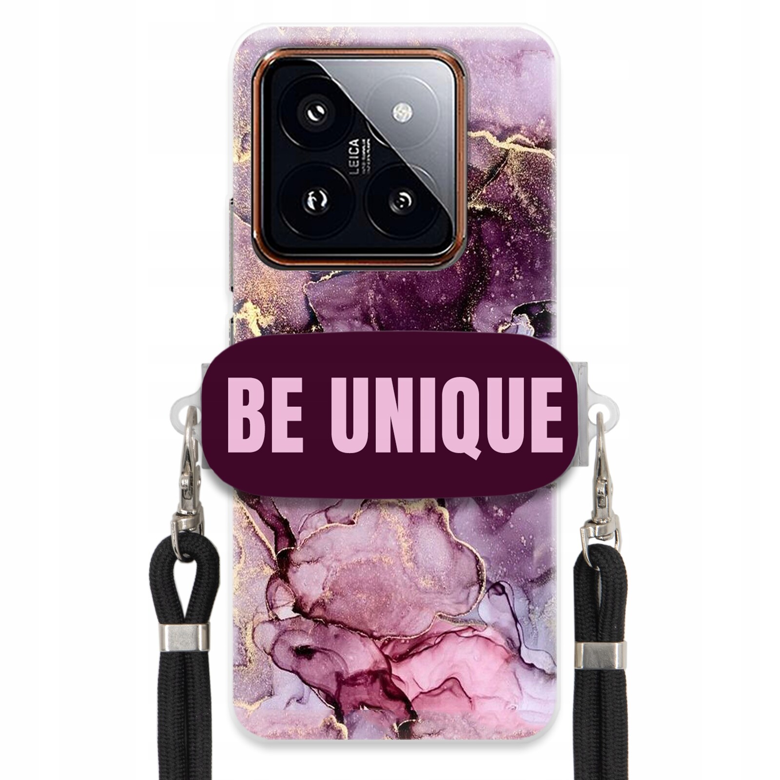 Pouzdro Premium pro Xiaomi 14 Pro Case Uchywt Šňůra Černá Fialová Mramorová