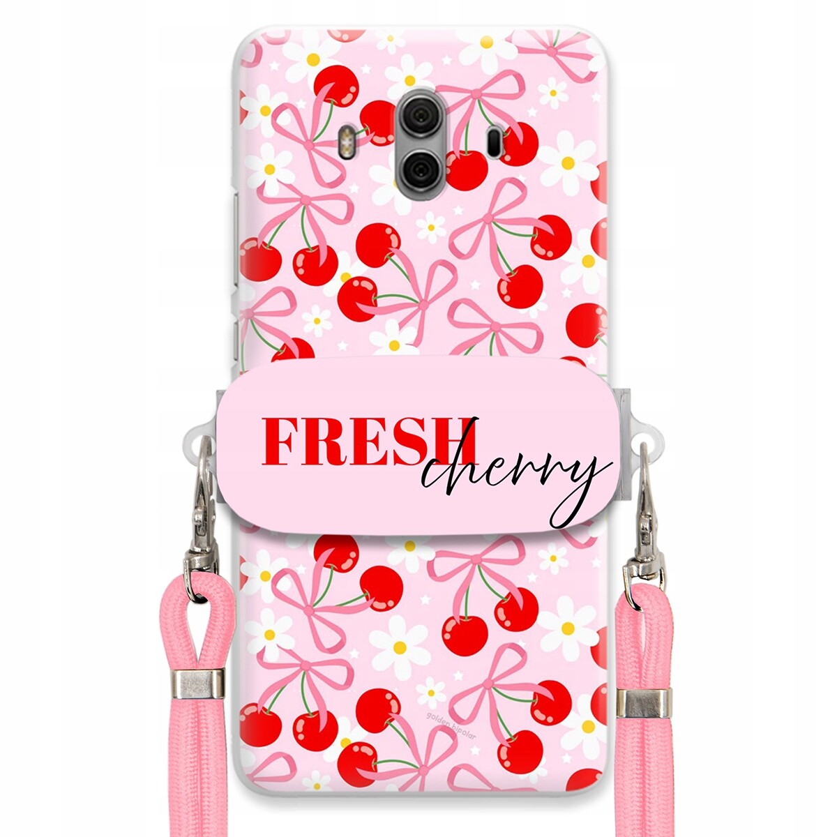 Pouzdro pro Huawei Mate 10 Case Držák Šňůrka Růžová Fresh Cherry Kokardy