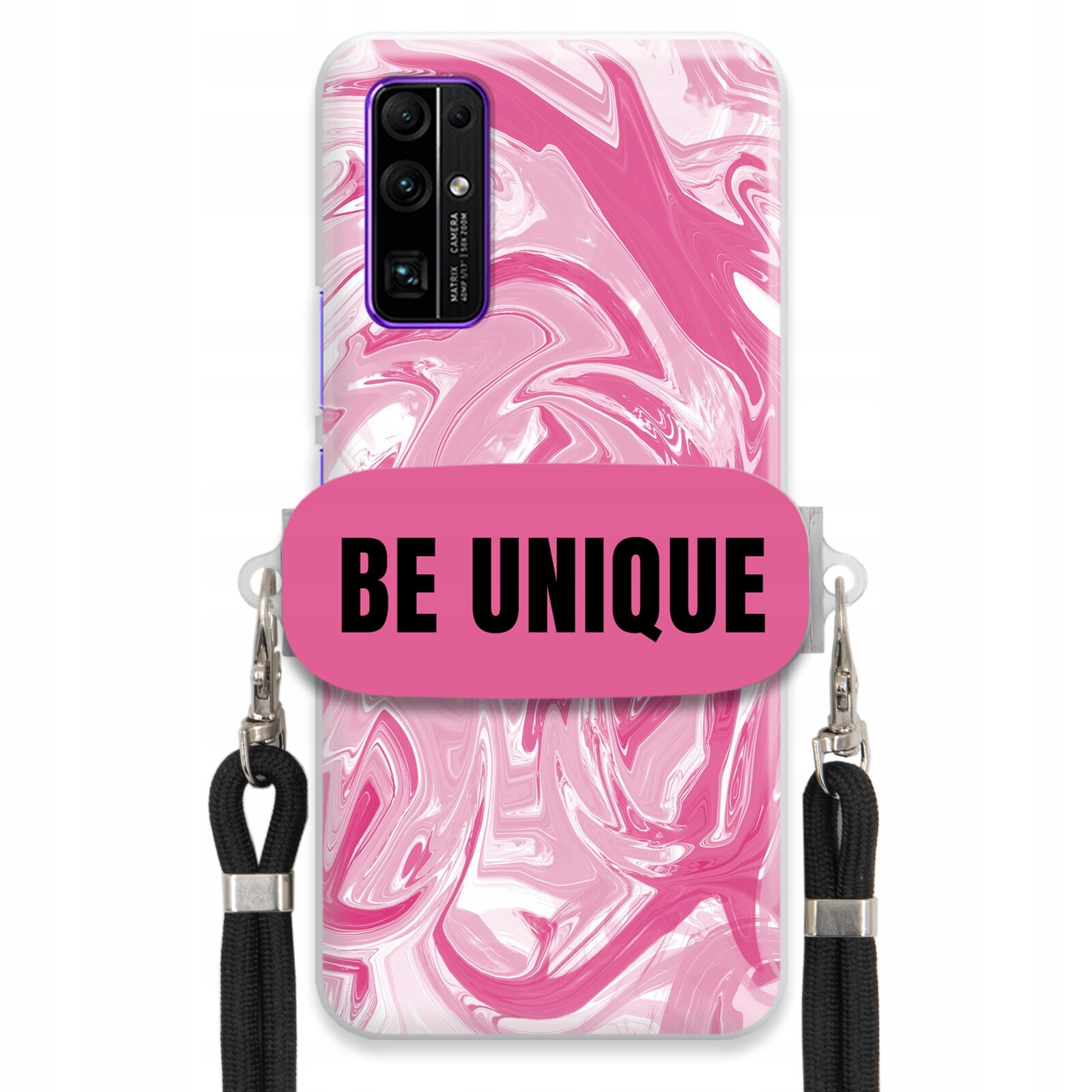 Pouzdro pro Huawei Honor 30 Pro úchytka na šňůrku Černá Růže Mramor Unique