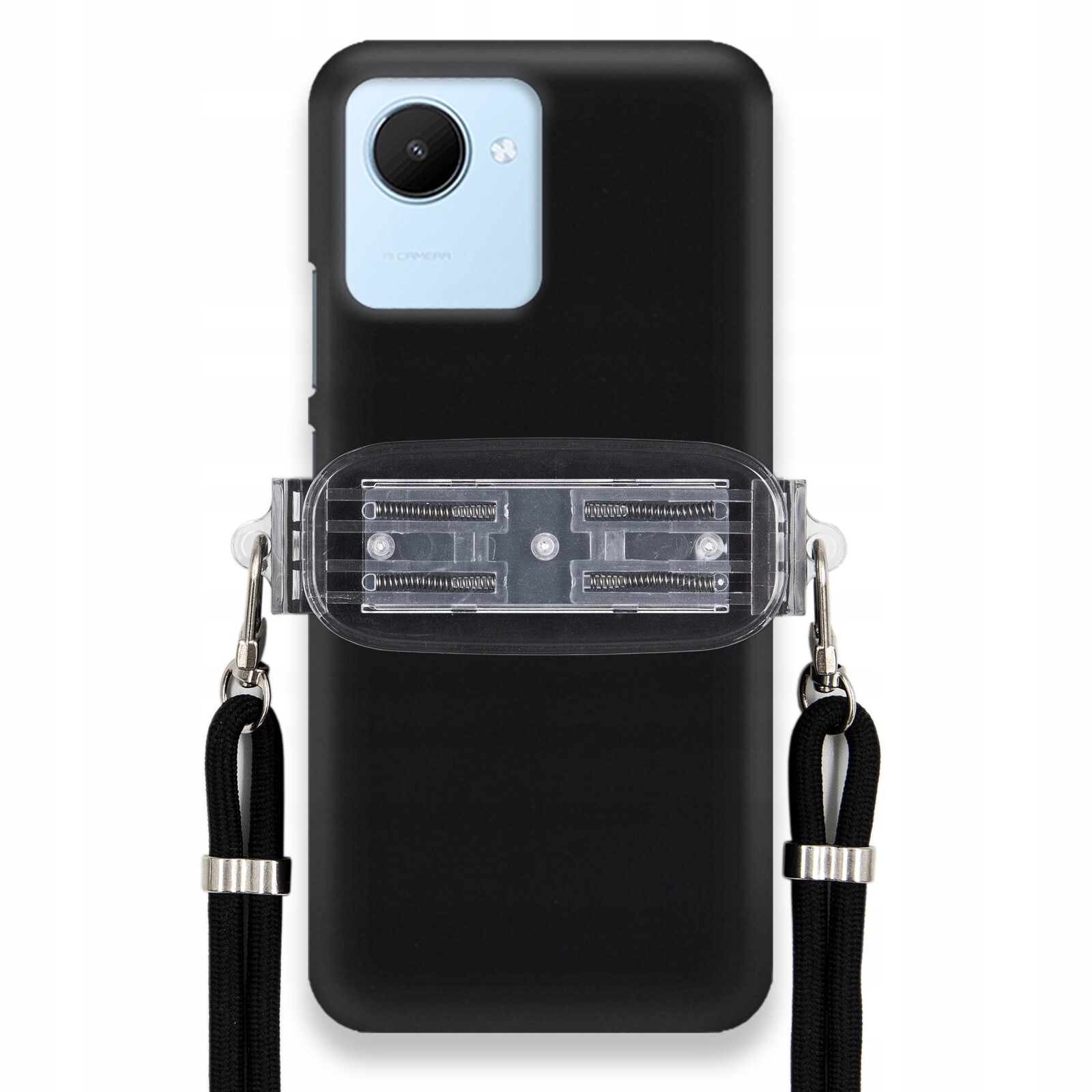 Pouzdro Pro Realme C30 Smooth Case Ochrana Univerzální Držák Černá Šňůrka