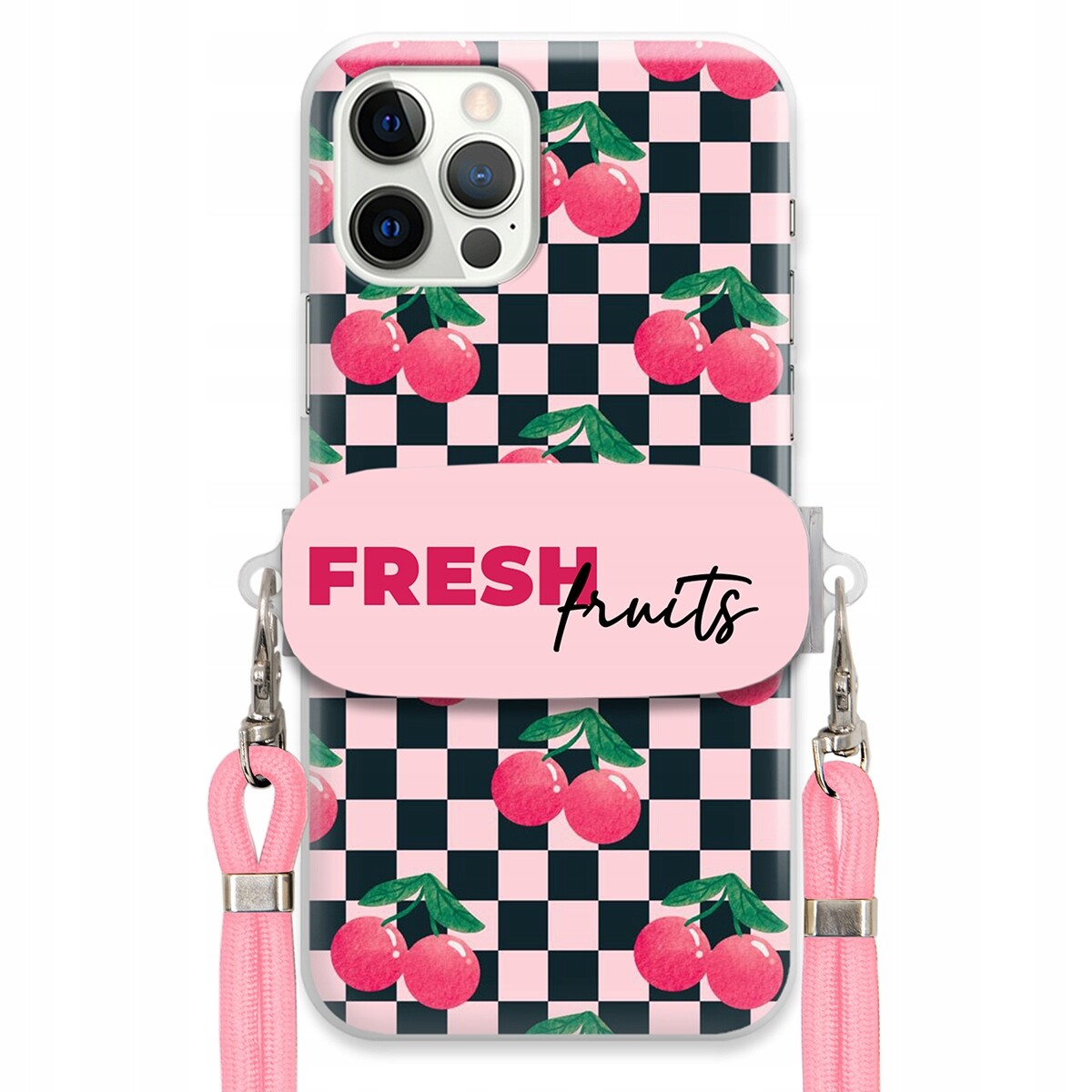 Pouzdro pro iPhone 12 Pro Růžové vodítko Funkční rukojeť Fresh Fruits Módní