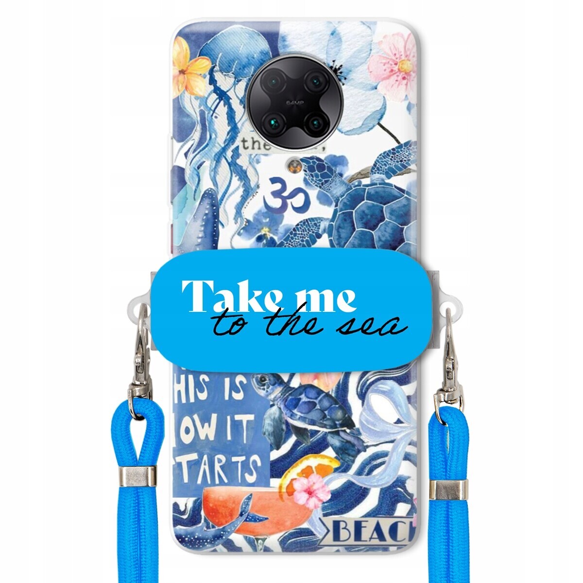 Pouzdro pro Xiaomi Poco F2 Pro Premium Vodítko Blue Držák Take Me To The Sea