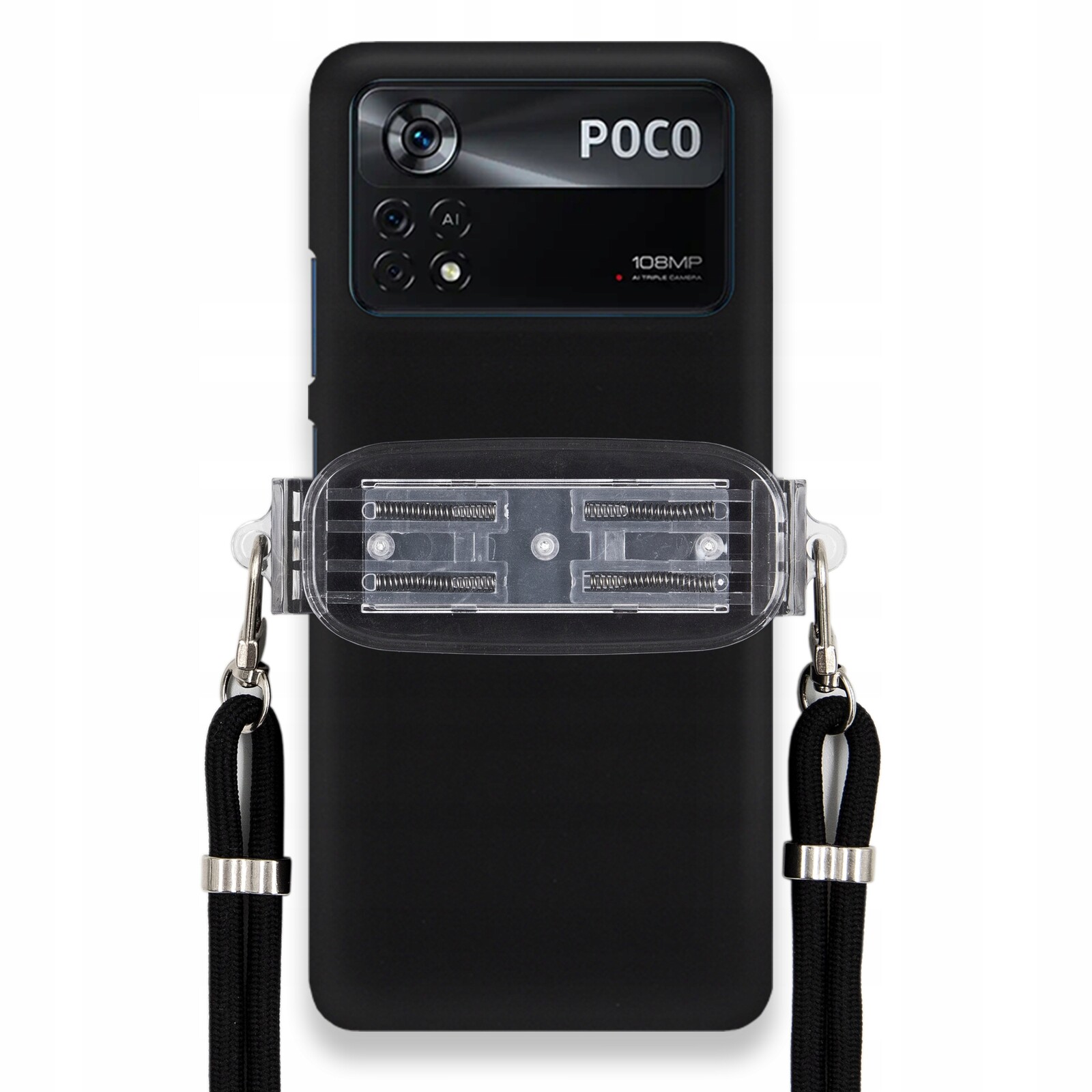 Pouzdro Pro Xiaomi Poco X4 Pro 5G Smooth Case Univerzální Držák Černá Šňůrka