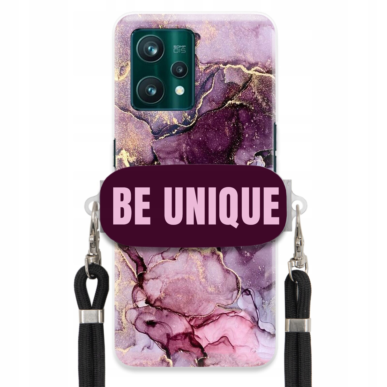 Pouzdro pro Realme 9 Pro Plus Case Držák Šňůrky Černá Fialová Mramorová