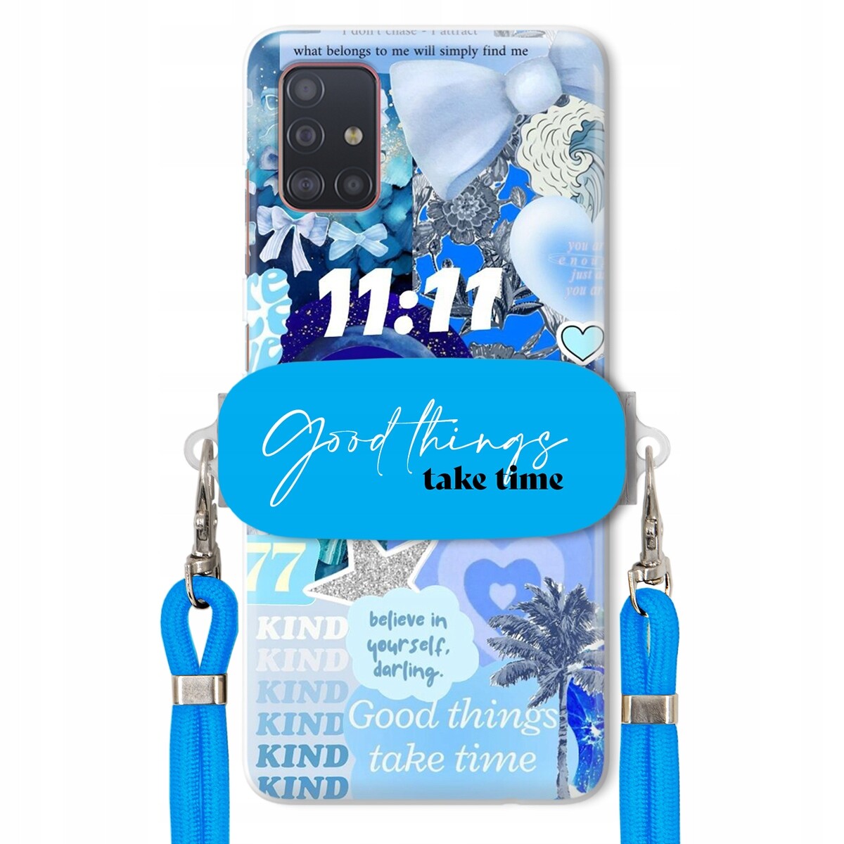 Pouzdro pro Samsung A51 Držák Crossbody vodítko Good Things Take Time Lata