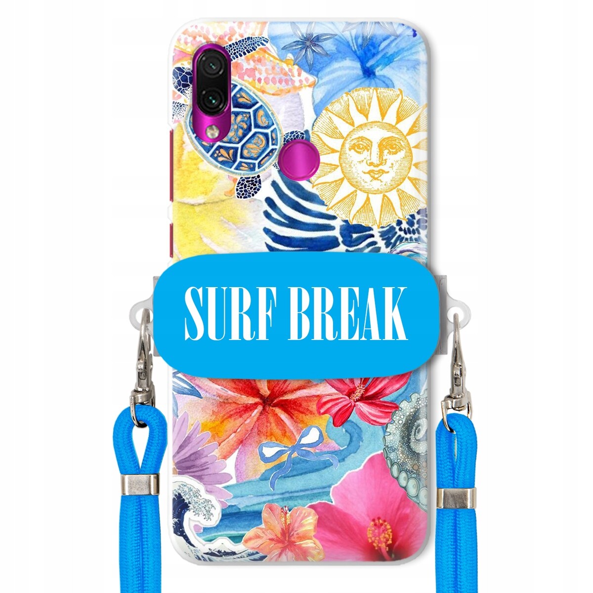 Pouzdro pro Xiaomi Redmi Note 7 Modré vodítko držák Surf Break Léta