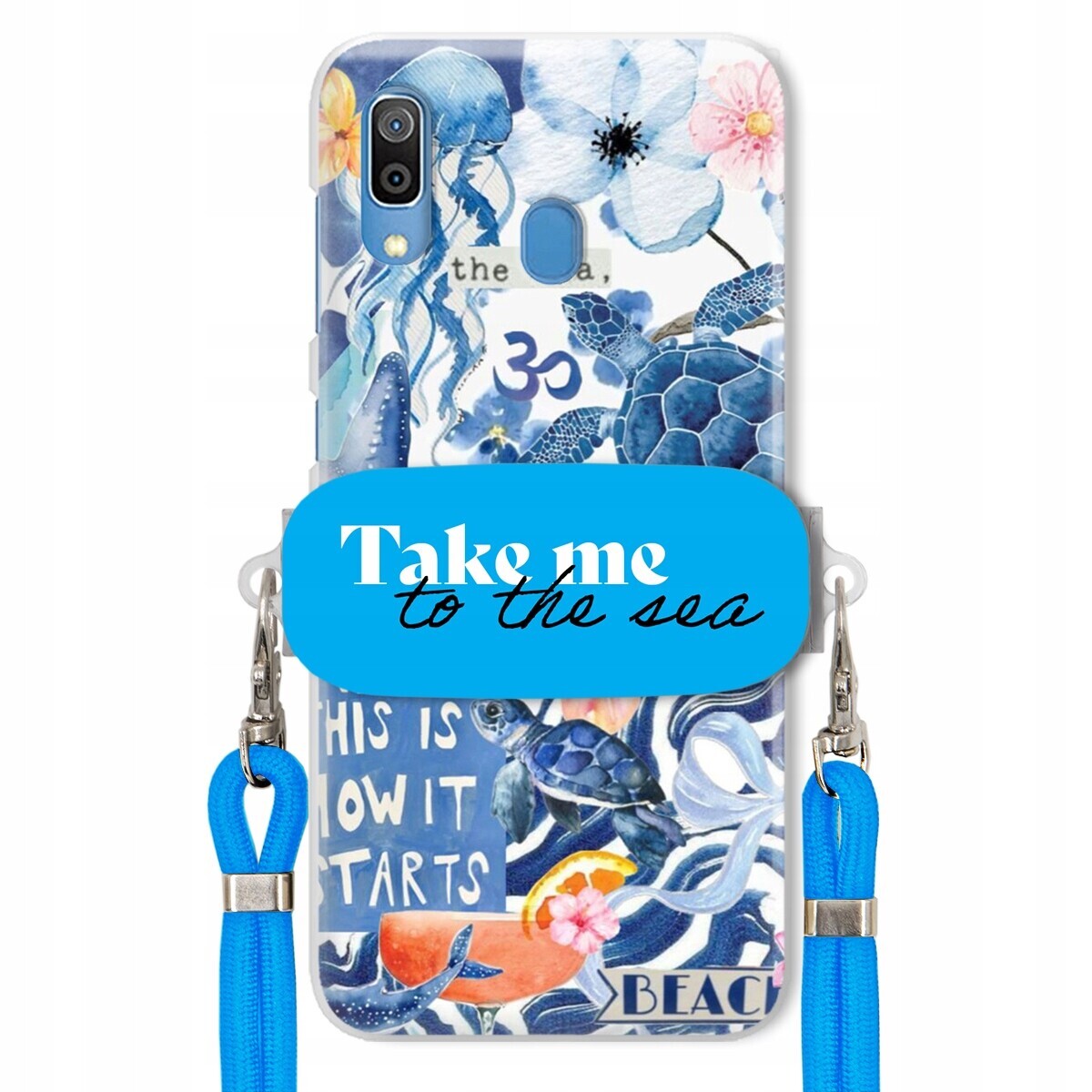 Pouzdro pro Samsung A30 Modré Crossbody vodítko Držák Take Me To The Sea