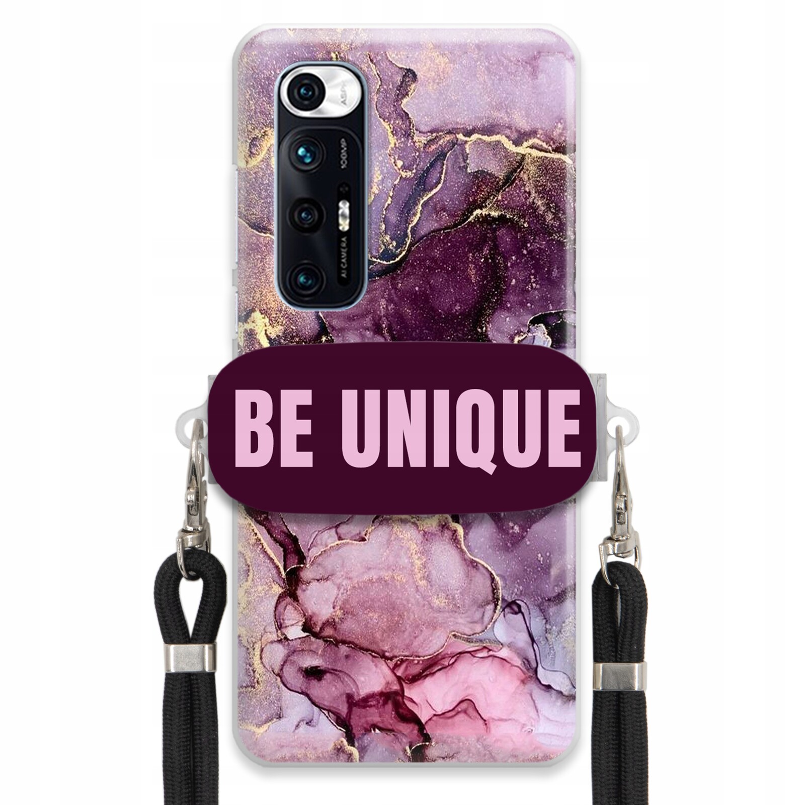 Pouzdro Premium pro Xiaomi Mi 10s Case Uchywt Šňůrka Černá Fialová Mramorová