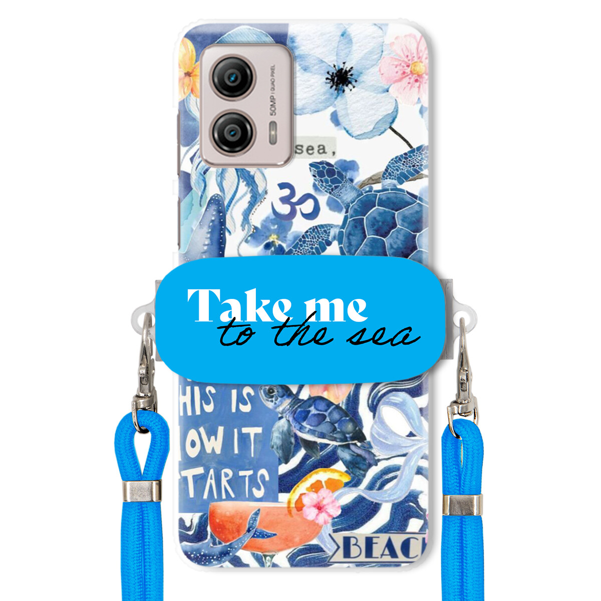 Pouzdro pro Motorola G53 Premium Vodítko modré Držák Take Me To The Sea