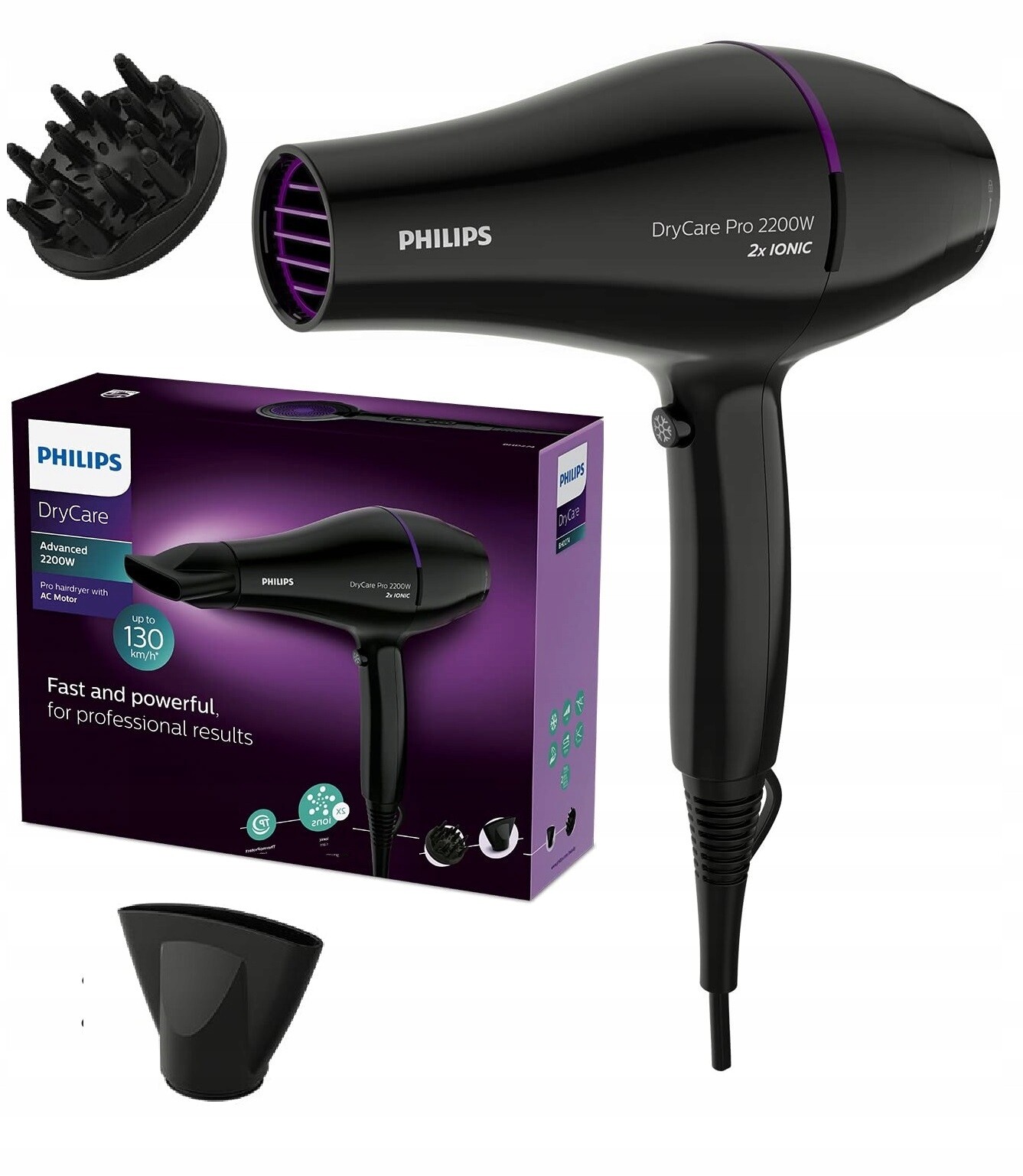 Vysoušeč vlasů s ionizací Difuzér Philips Dry Care Pro 2200W BHD274/00