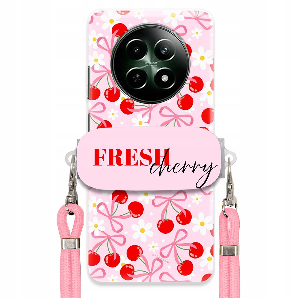 Pouzdro pro Realme 12 5G Case Držák Šňůrka Růžová Fresh Cherry Mašle