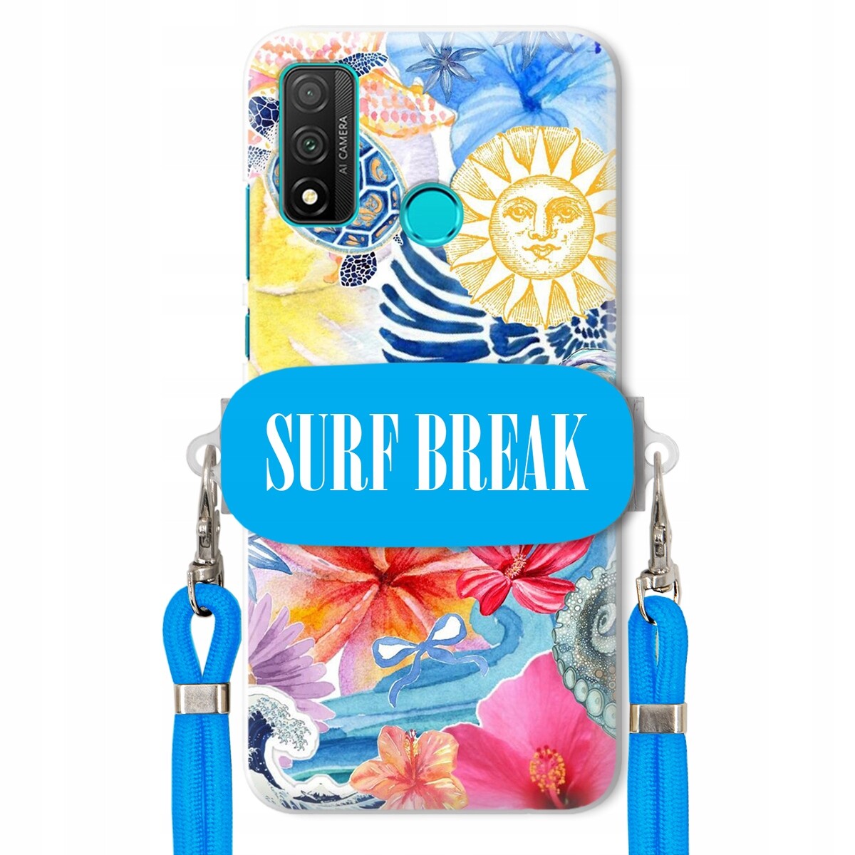Pouzdro pro Huawei P Smart 2020 Modré vodítko držák Surf Break Léta