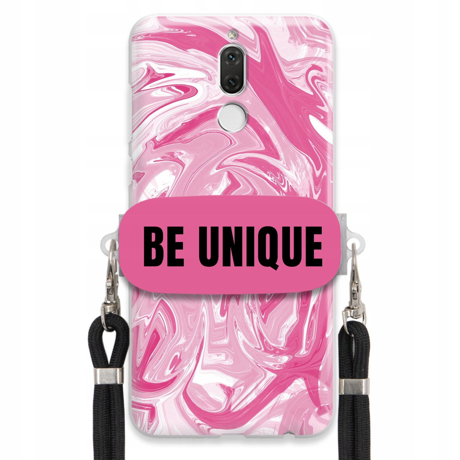 Pouzdro pro Huawei Mate 10 Lite Case Uchytka Šňůrky Černá Růže Mramor Unique