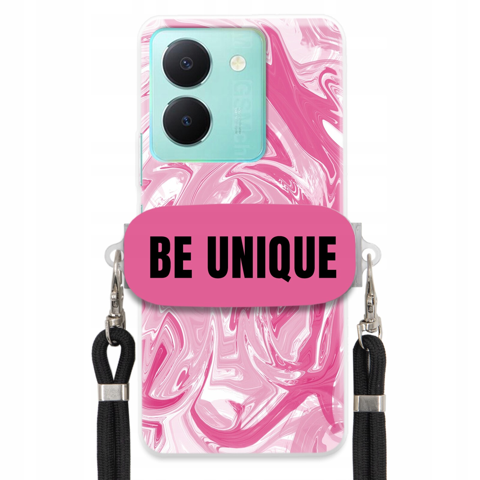 pouzdro na Vivo Y78 Pouzdro Uchyt Šňůra Černá Růže Mramor Unique