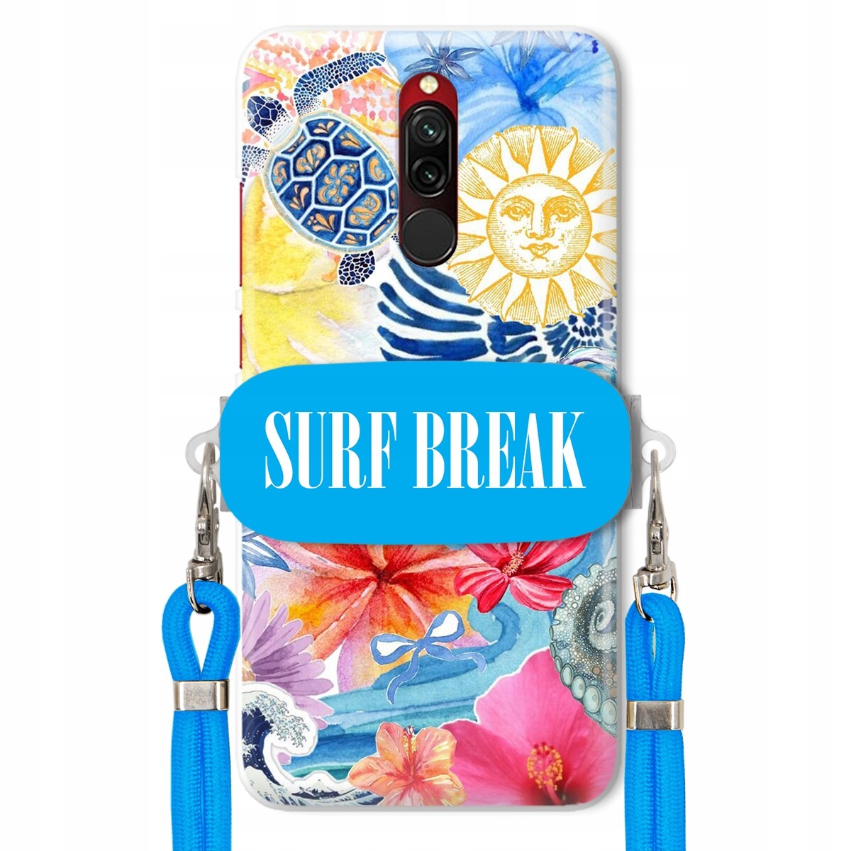 Pouzdro pro Xiaomi Redmi 8 Crossbody vodítko modré držák Surf Break na dovolenou