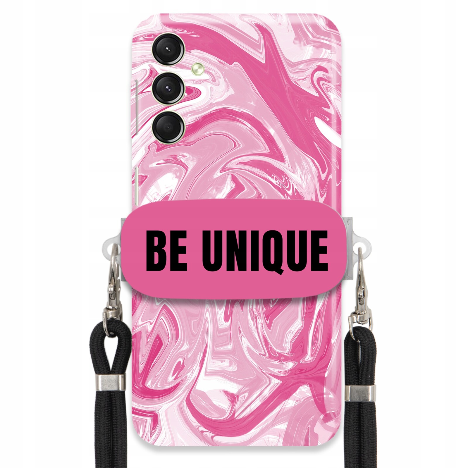 Pouzdro pro Samsung A24 4G úchytka na šňůrku Černá Růžová Mramorová Be Unique