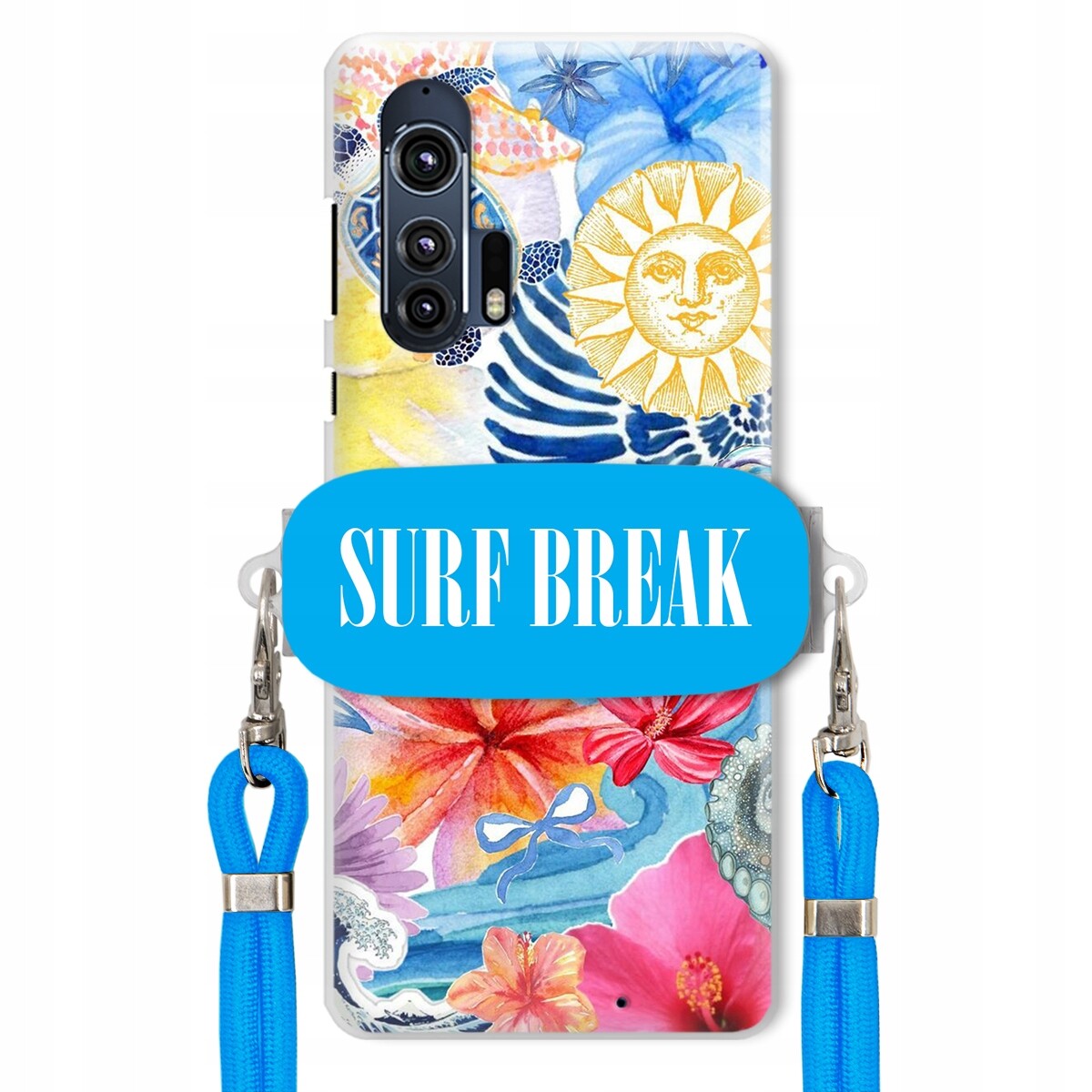 Pouzdro pro Motorola Edge Plus Crossbody vodítko Blue Držák Surf Break Dovolená