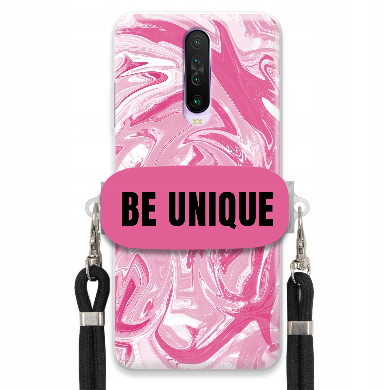 Pouzdro pro Xiaomi Redmi K30 Uchytka Šňůrka Černá Růžová Mramorová Unique