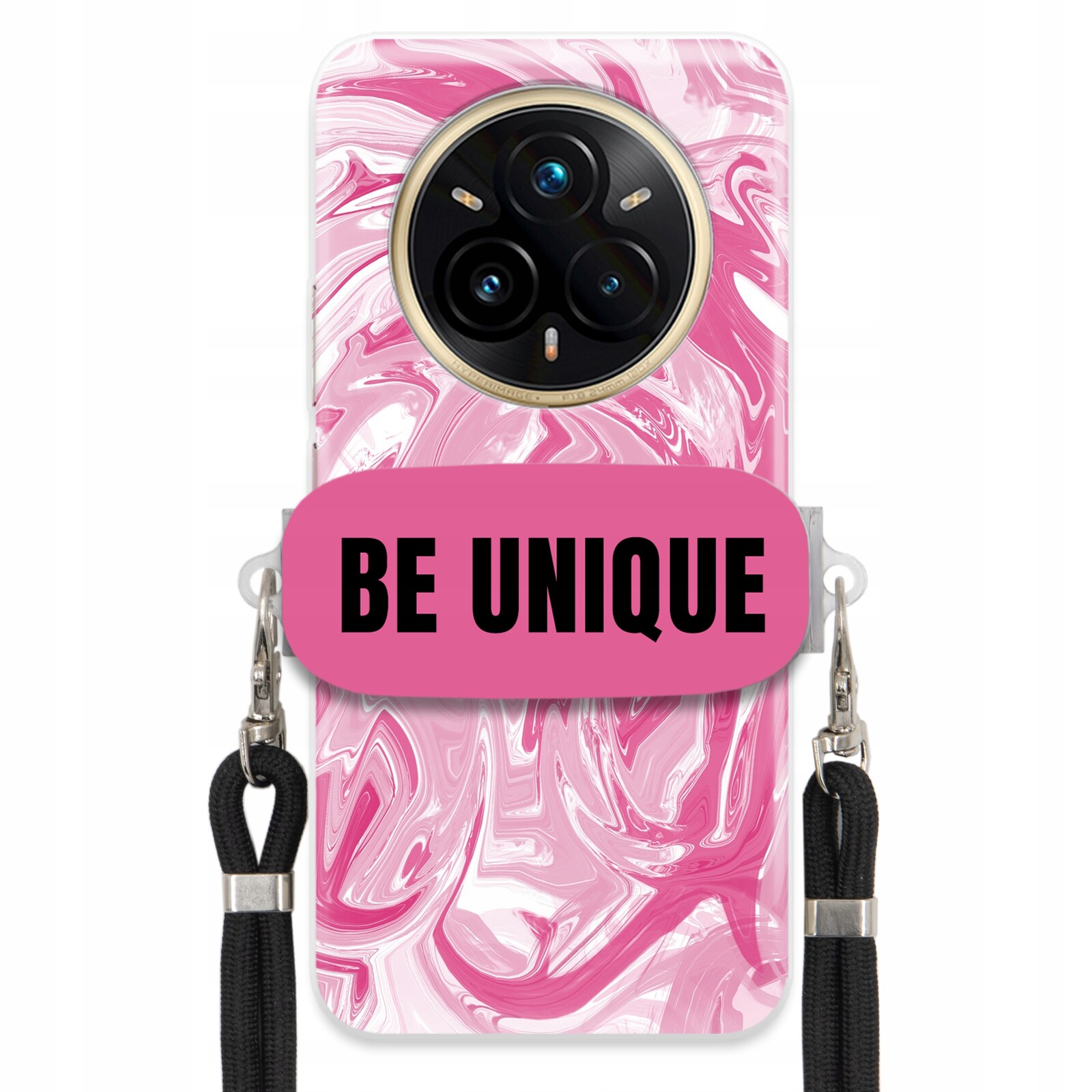 Pouzdro pro Realme 14 Pro Plus 5G Case Uchywt Šňůrka Černá Růžová Mramor Unique