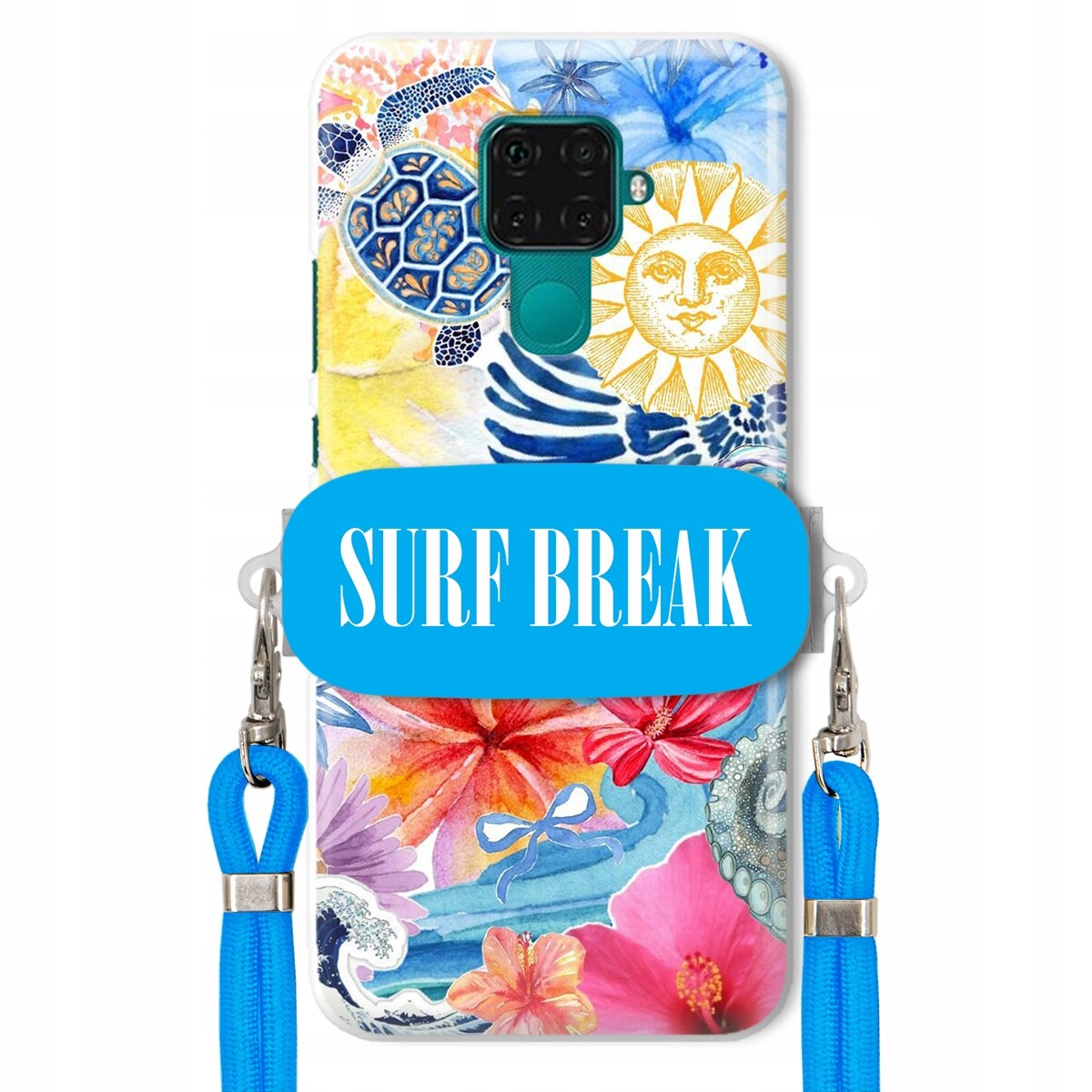 Pouzdro pro Huawei Mate 30 Lite Modré vodítko držák Surf Break Léta