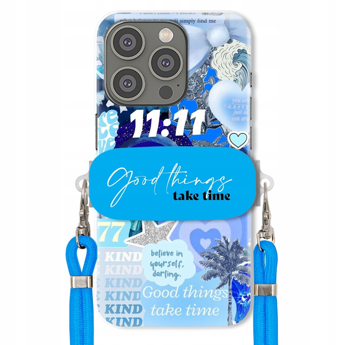 Pouzdro pro iPhone 15 Pro Držák Crossbody vodítko Good Things Take Time Lata