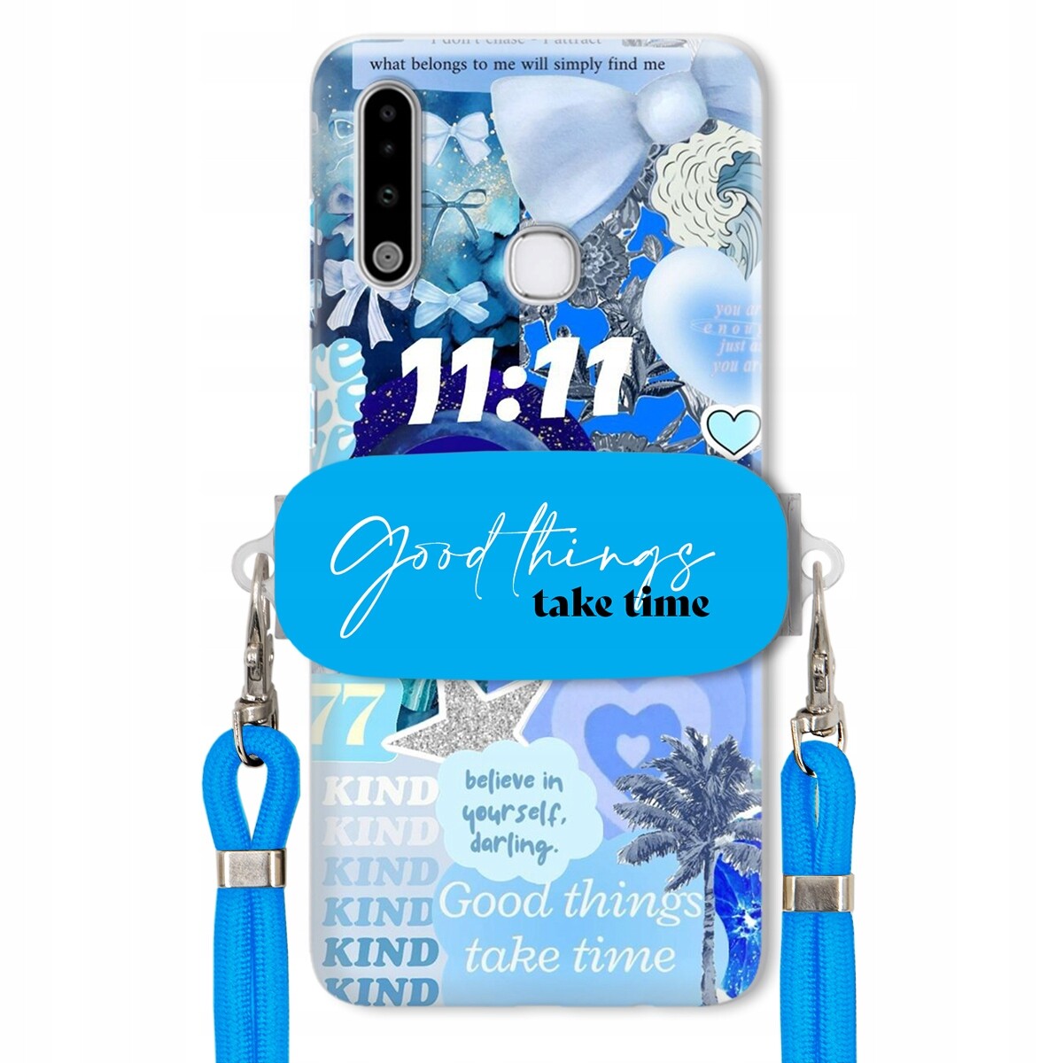 Pouzdro pro Samsung A70e Držák Vodítko Crossbody Good Things Take Time Lata