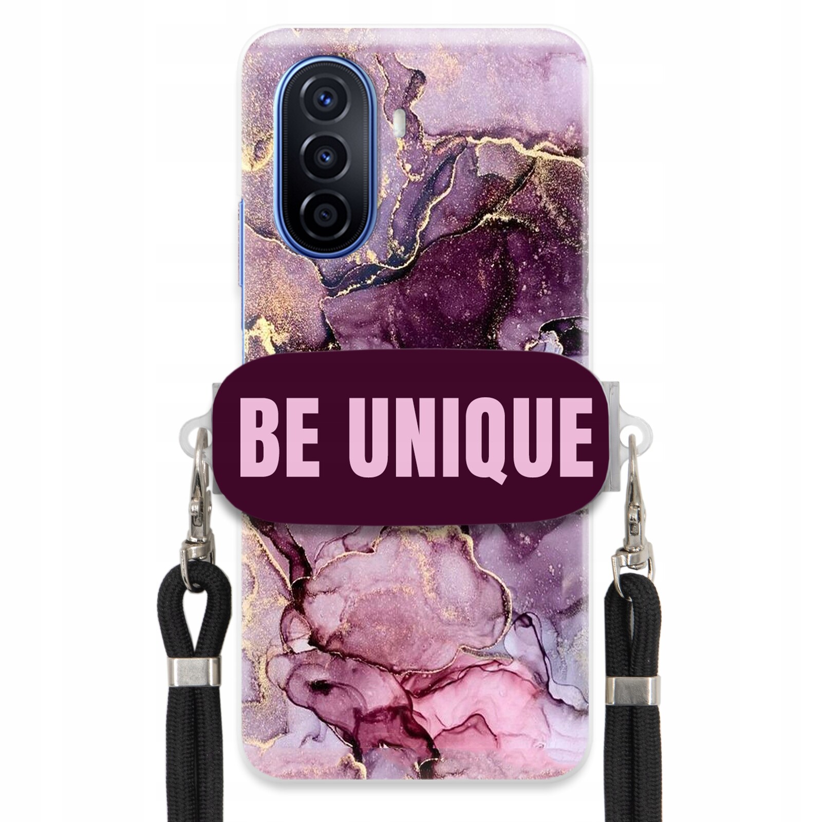 Pouzdro pro Huawei Nova Y70 úchyt pro šňůrku Černá Fialová Mramor Be Unique