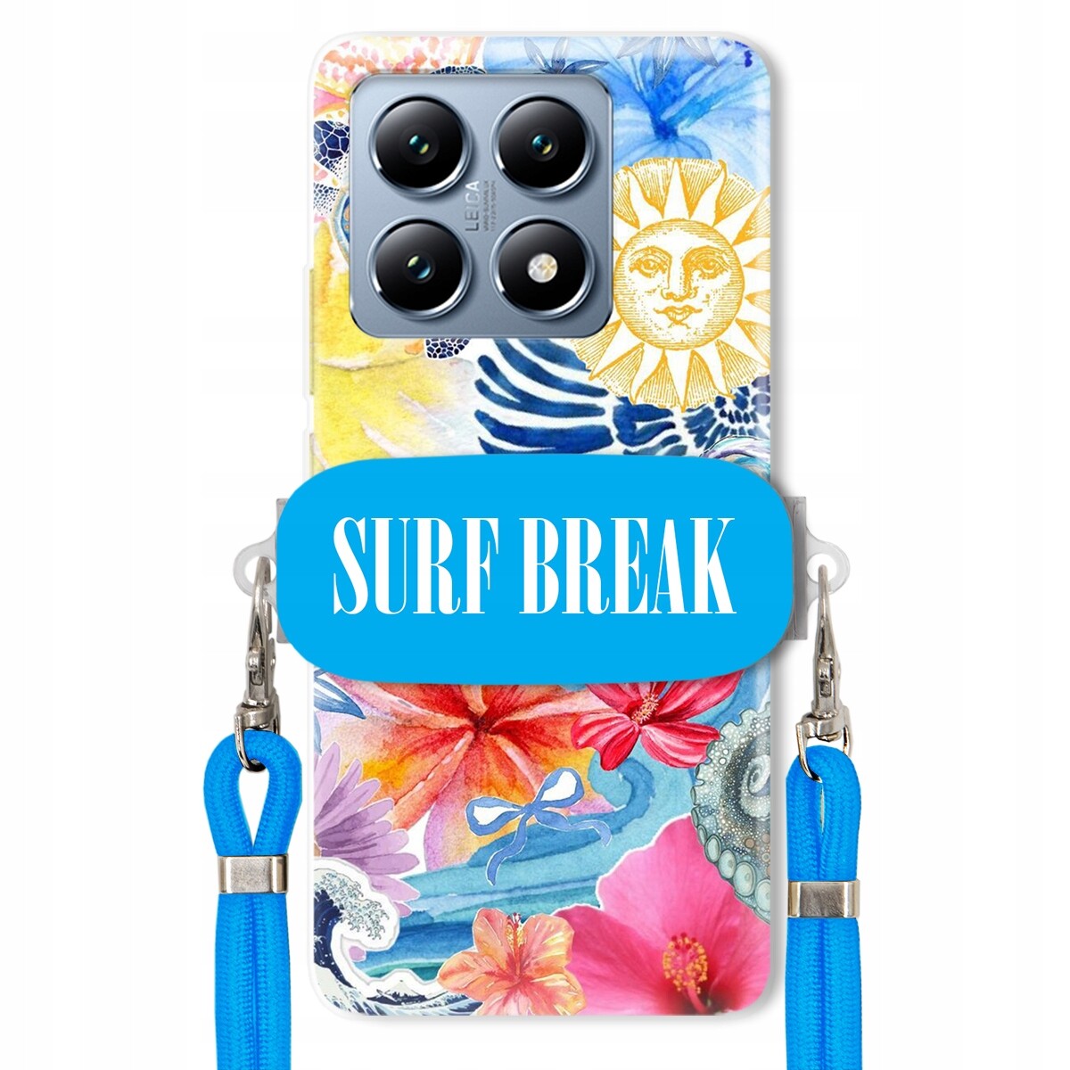 Pouzdro pro Xiaomi 14T Modré Crossbody vodítko Držák Surf Break Lata