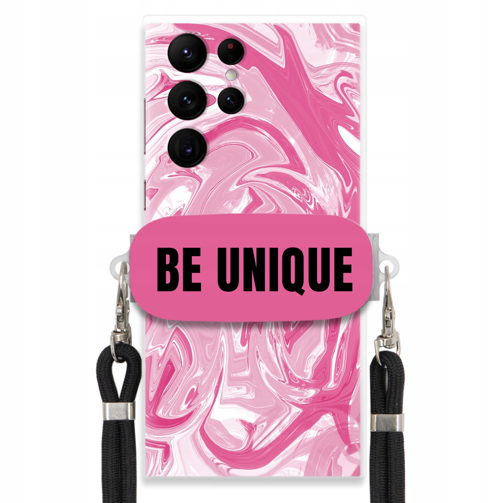 Pouzdro pro Samsung S22 Ultra Case Uchopovací šňůrka Černá Růžová Mramorová Unique