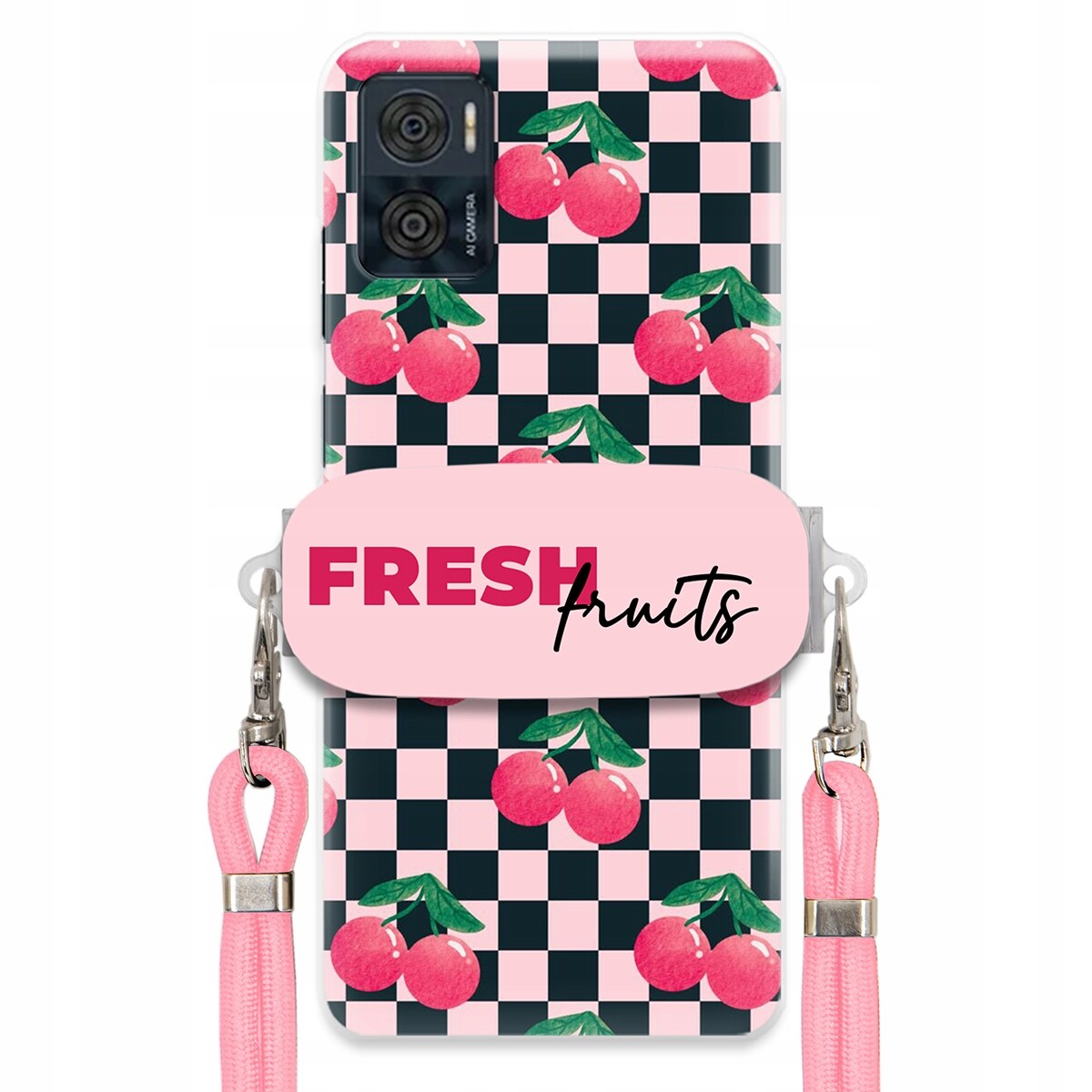 Pouzdro pro Motorola E22i Růžové vodítko Funkční držák Fresh Fruits Módní