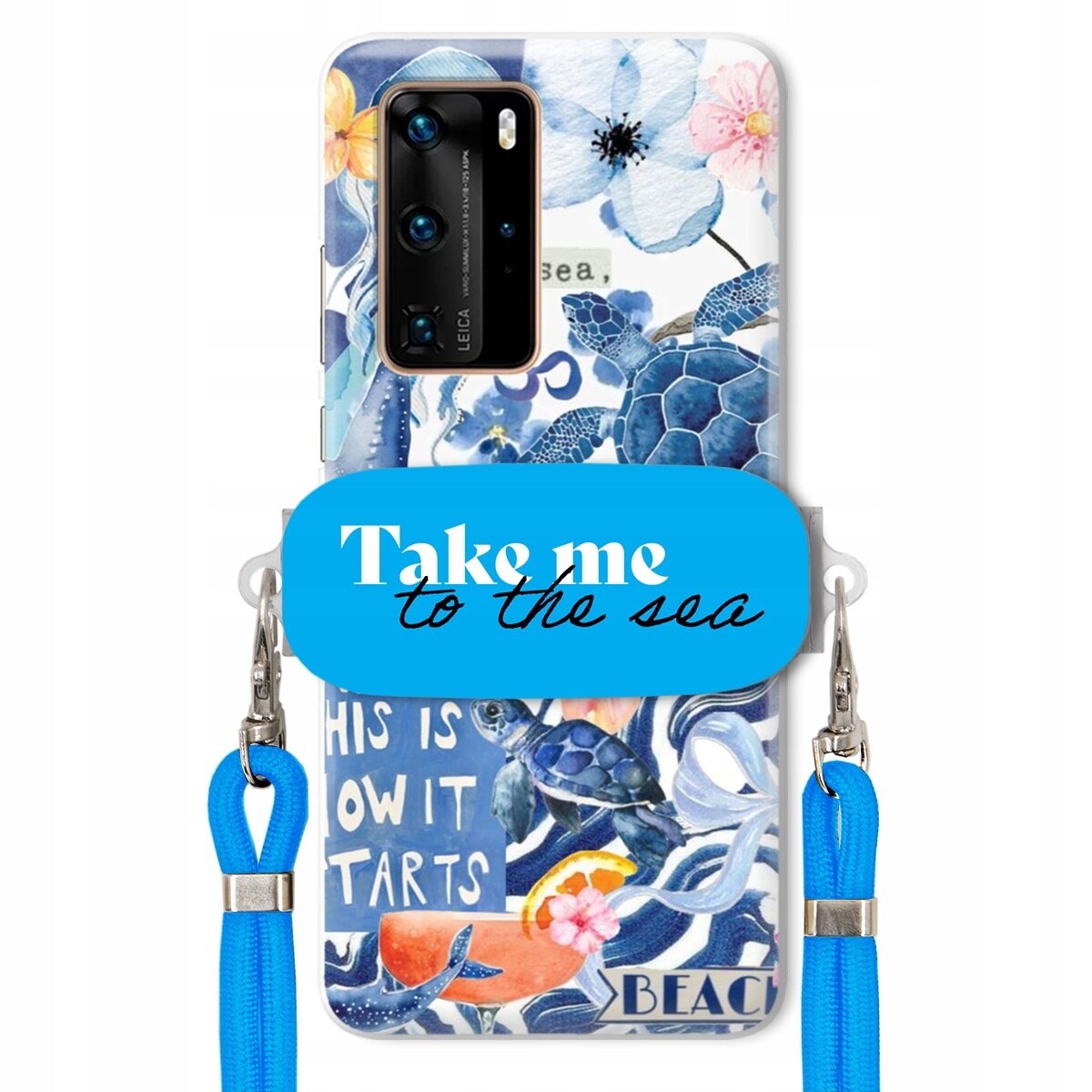 Pouzdro pro Huawei P40 Pro Premium Vodítko modré Držák Take Me To The Sea