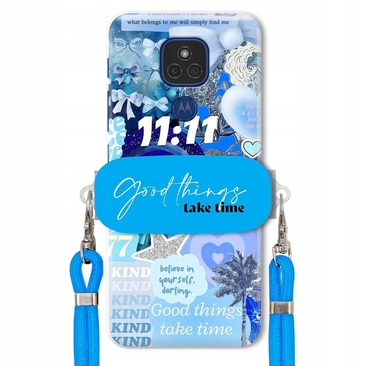 Pouzdro pro Motorola G9 Držák Crossbody vodítko Good Things Take Time Lata