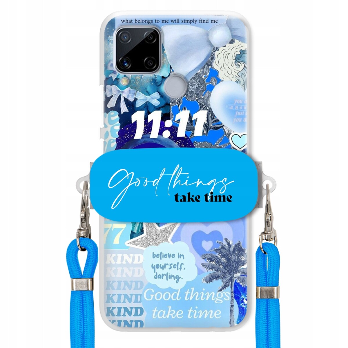 Pouzdro pro Realme C15 Držák Crossbody vodítko Good Things Take Time Lata