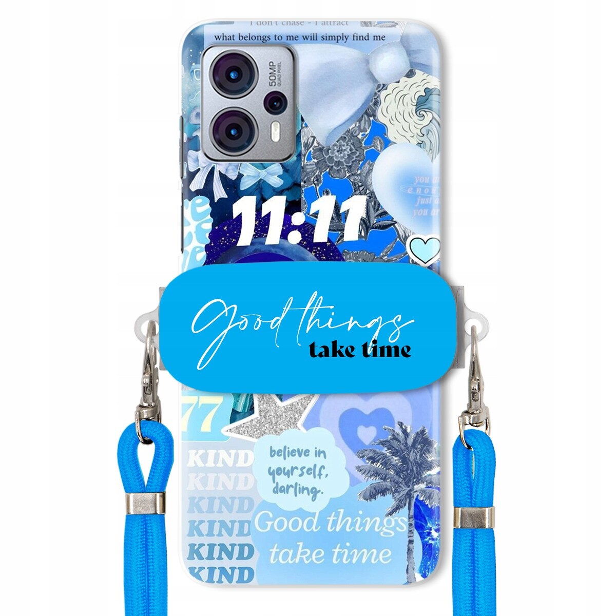 Pouzdro pro Motorola G23 Držák Crossbody vodítko Good Things Take Time Lata