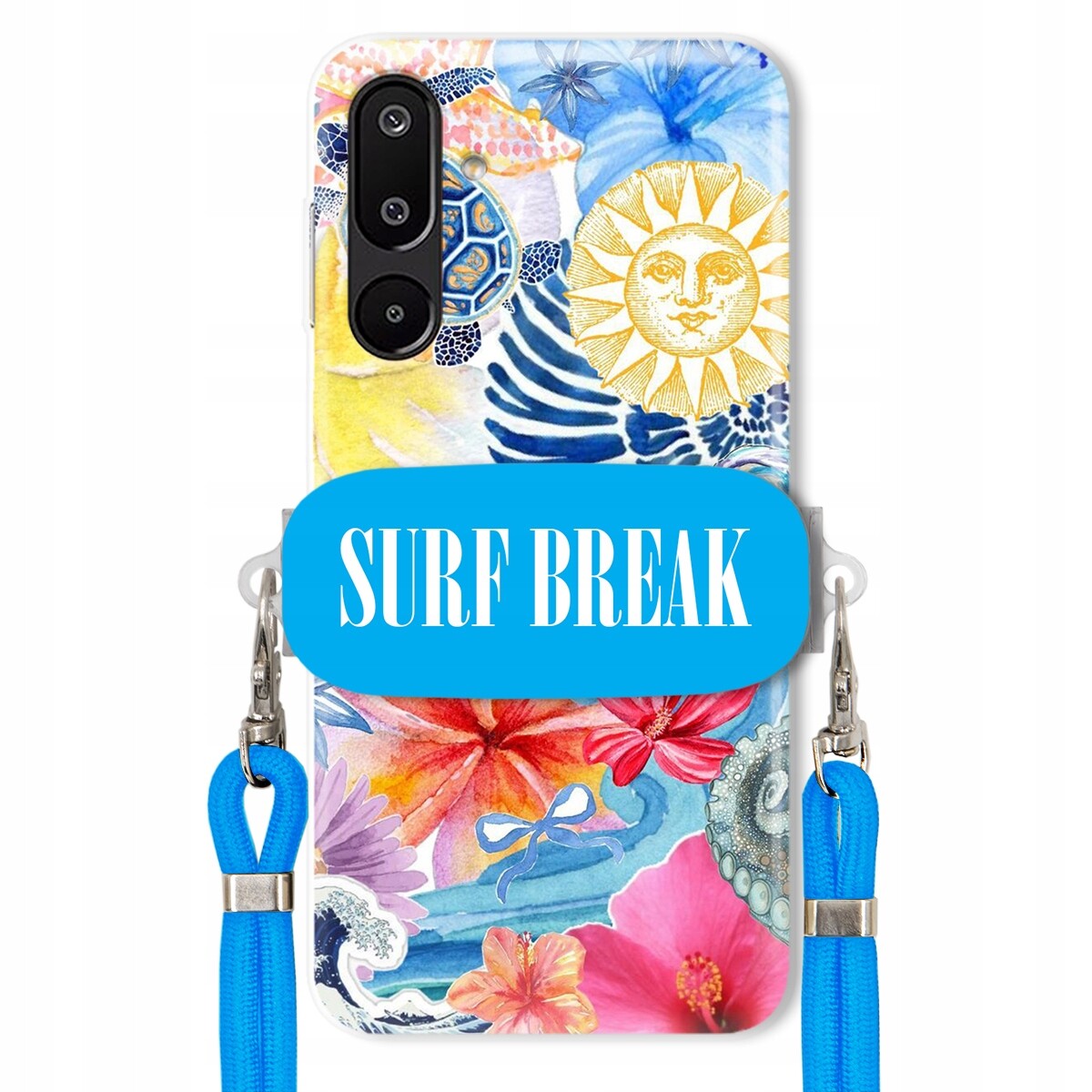 Pouzdro pro Samsung M16 Modré Crossbody vodítko Držák Surf Break Léta