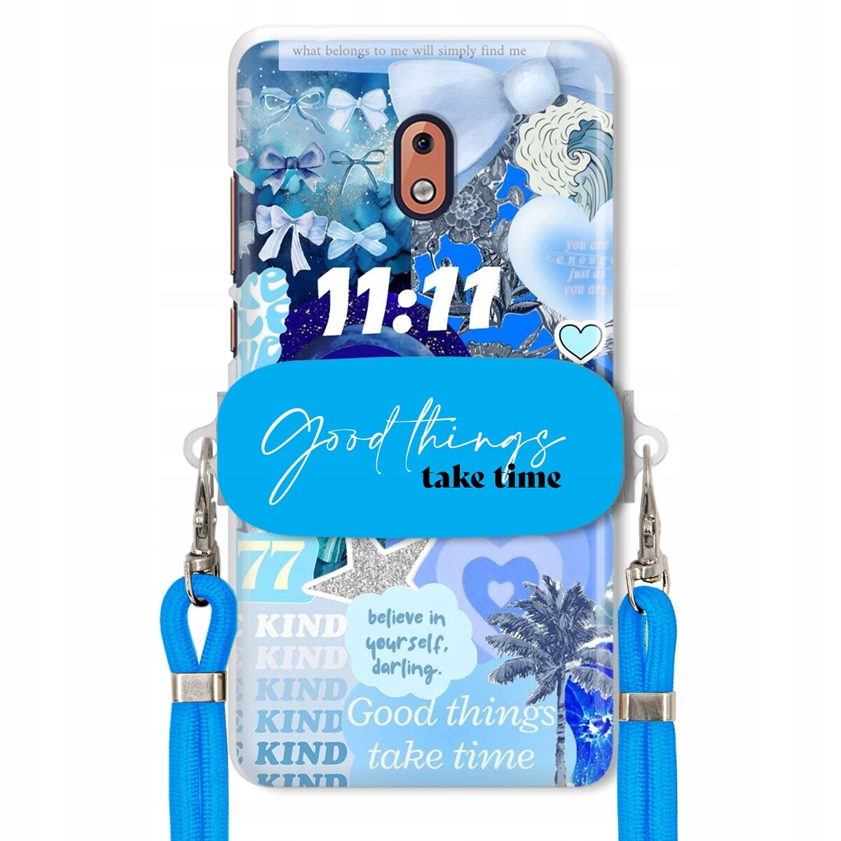 Pouzdro pro Nokia 2.1 Držák Crossbody vodítko Good Things Take Time Lata