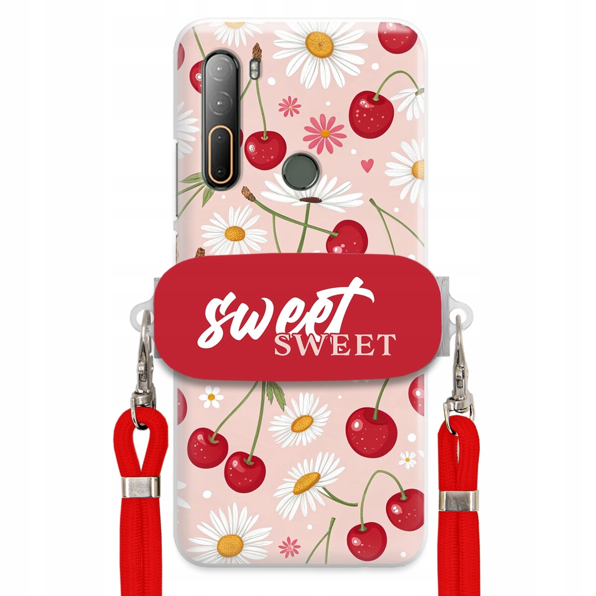 Pouzdro pro Htc Desire U20 5G Červené vodítko držák Sweet Sweet Višňový Květ