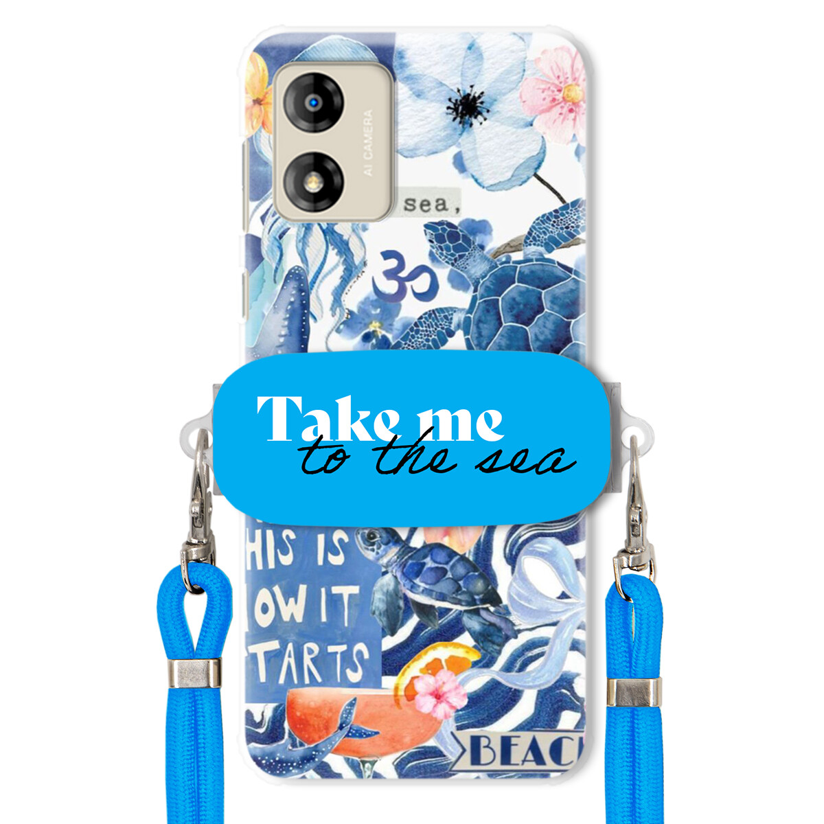 Pouzdro pro Motorola E13 Premium Vodítko modré Držák Take Me To The Sea