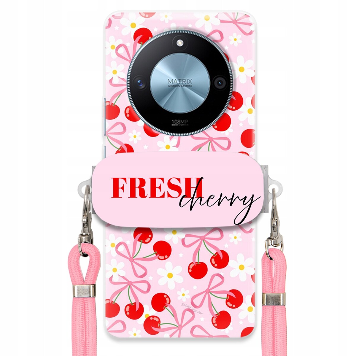 Pouzdro pro Honor Magic 6 Lite Case Držák Šňůrka Růžová Fresh Cherry Kokardy