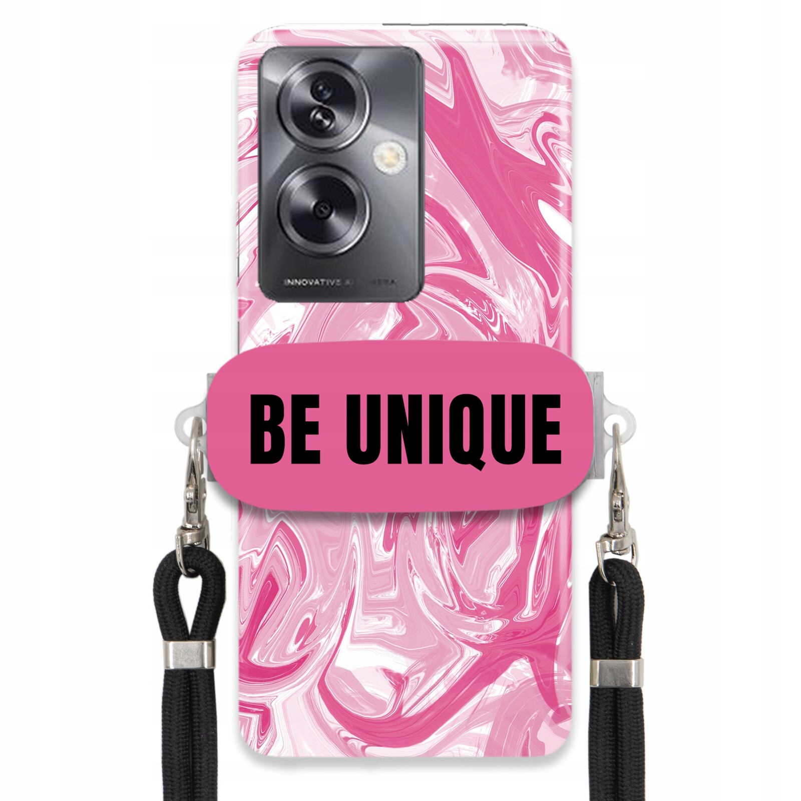Pouzdro pro Oppo A79 5G Case úchyt šňůrka Černý Růžový Mramor Be Unique