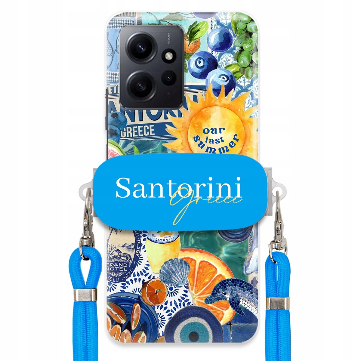 Pouzdro pro Xiaomi Redmi Note 12 4G Modré vodítko Crossbody+ Držák Santorini