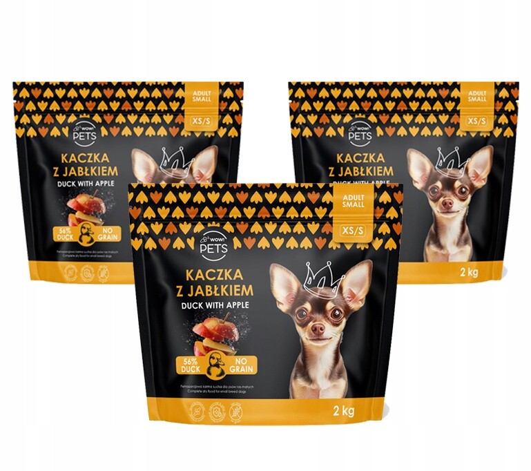 WOW!Pets Bez obilovin, Monoproteinová kachna 6 kg Krmivo Dospělý pes plemeno Xs/s