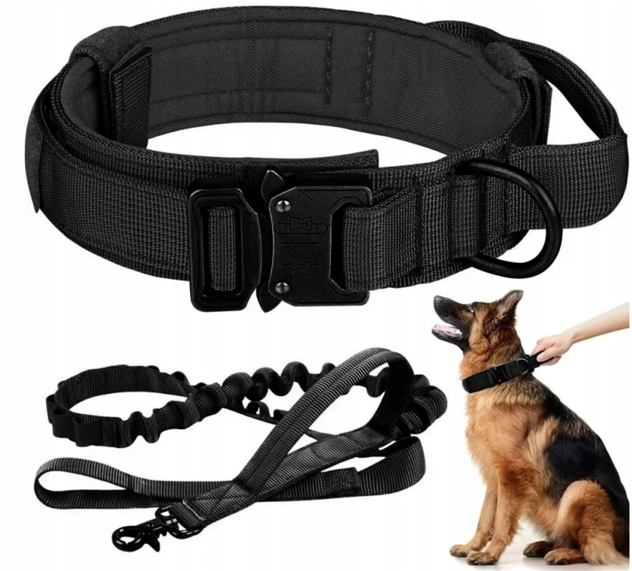 Profesionální Taktický Obojek Pro Psa, Kovová Spona, Silná Vodítko 39-50 CM L