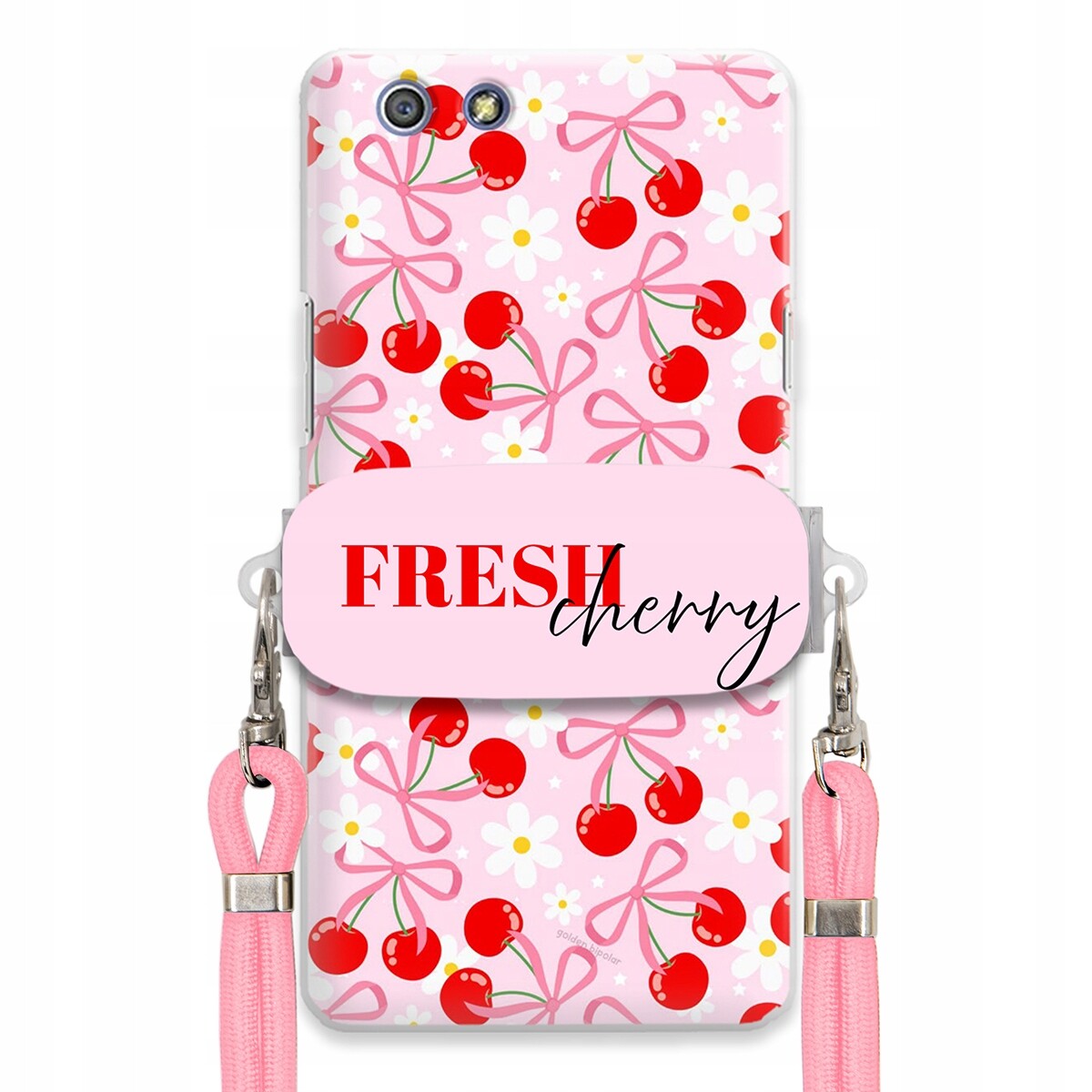 Pouzdro pro Oppo A51 Case Držák Šňůrka Růžová Fresh Cherry Kokardy Pink