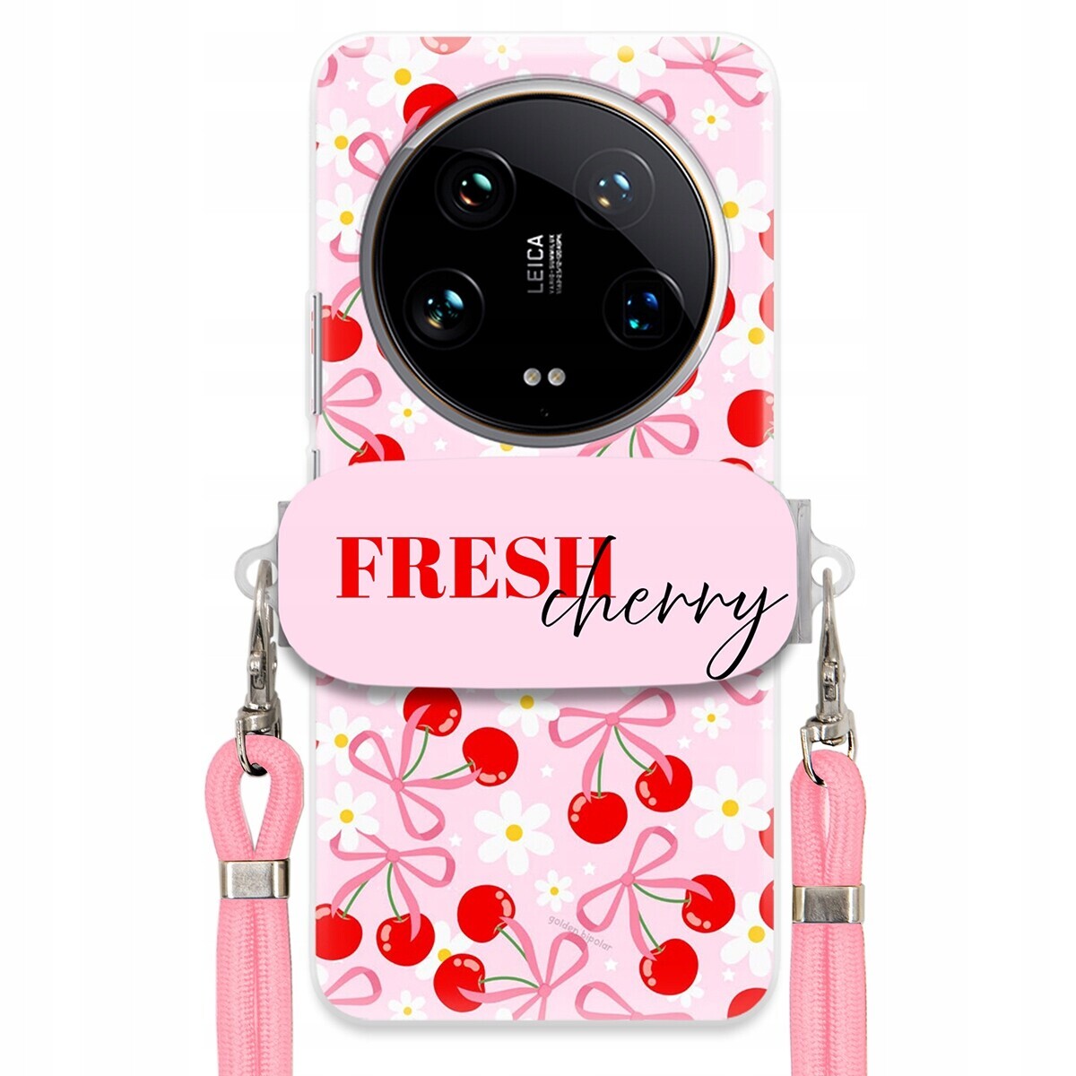 Pouzdro pro Xiaomi 14 Ultra Case Držák na šňůrku Růžový Fresh Cherry Mašle