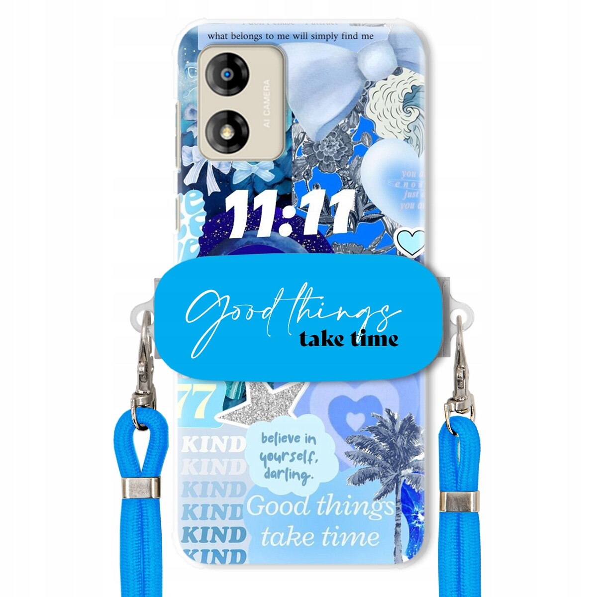 Pouzdro pro Motorola E13 Držák Crossbody vodítko Good Things Take Time Lata