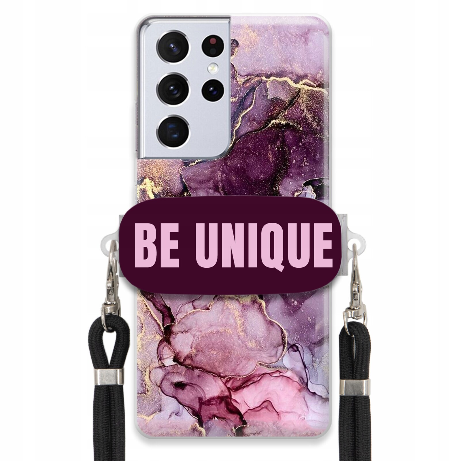 Pouzdro pro Samsung S30 Ultra Case Uchytka Šňůrka Černá Fialová Mramor