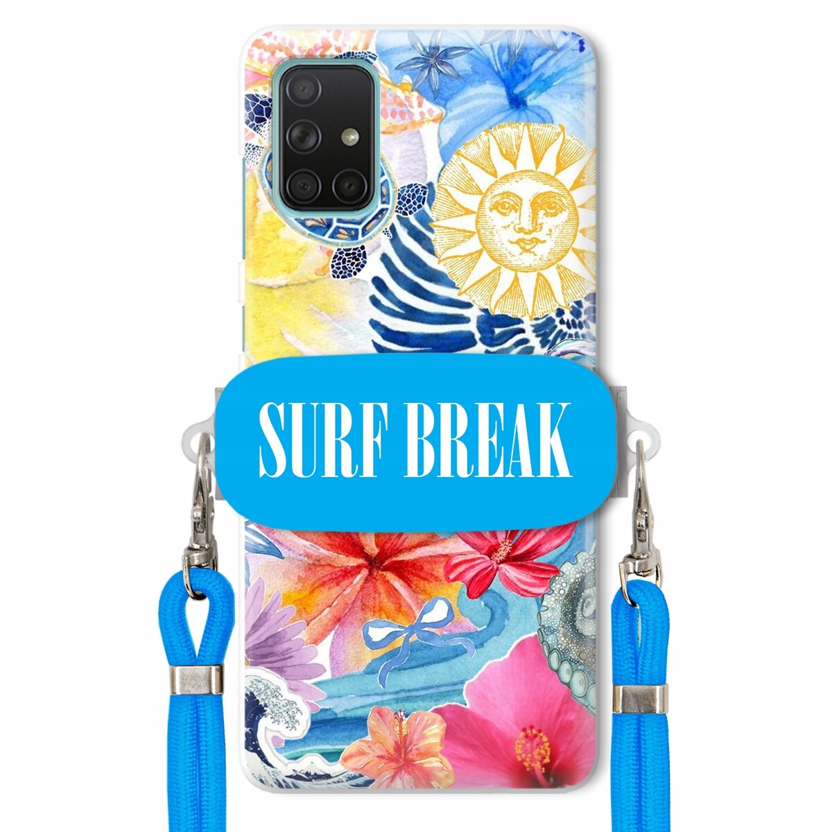 Pouzdro pro Samsung A71 Modré Crossbody vodítko Držák Surf Break Lata