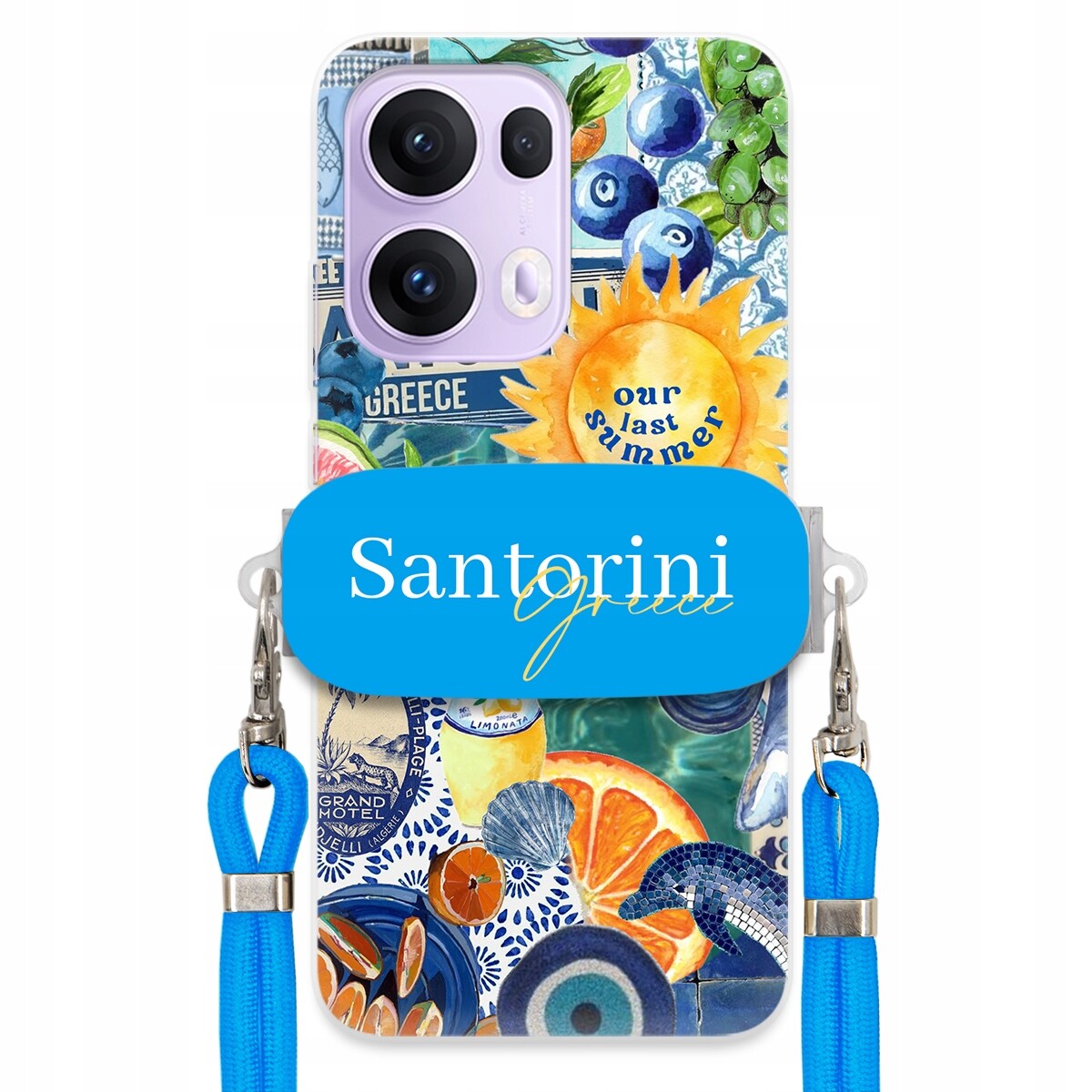 Pouzdro pro Oppo Reno 13 Pro 5G Modré vodítko držák Santorini Sea Vibes